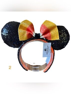 Disney Candy Corn Halloween Fall Sequined Minnie Mouse Ears Headband NEW! 2